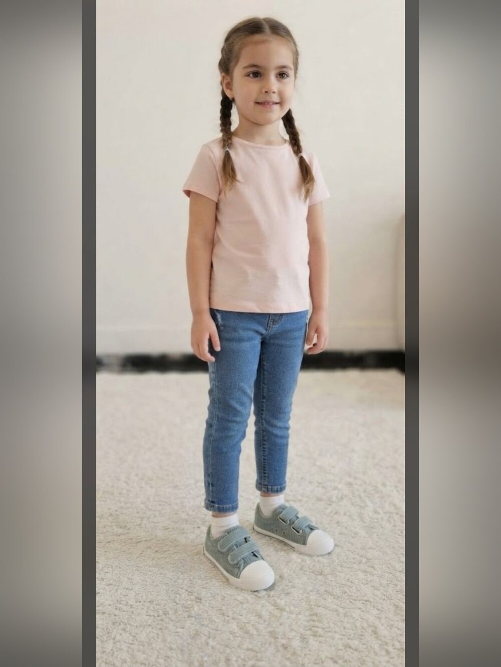 Olivia Miller Girl Sage Green Corduroy Double Velcro Sneakers Size 10
